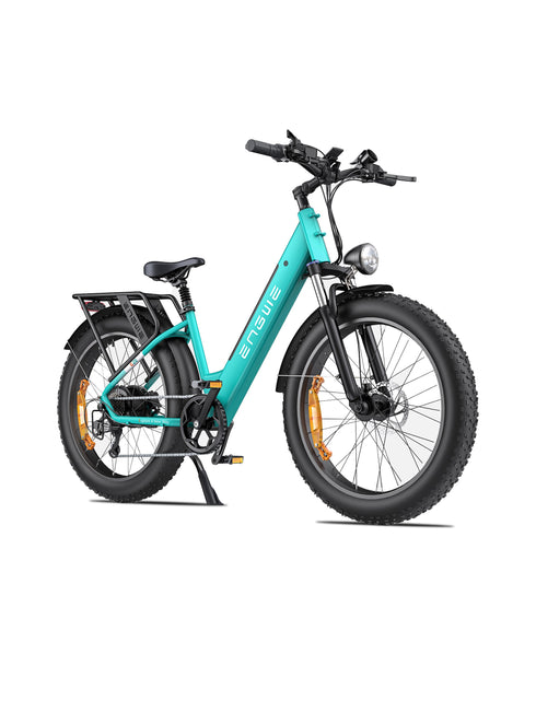 Bicicleta eléctrica con neumáticos anchos y doble suspensión